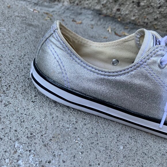 CONVERSE Silver Metallic Sneakers Womens 5 35.5 Chuck Taylor All Star Low Shoe - Picture 7 of 11